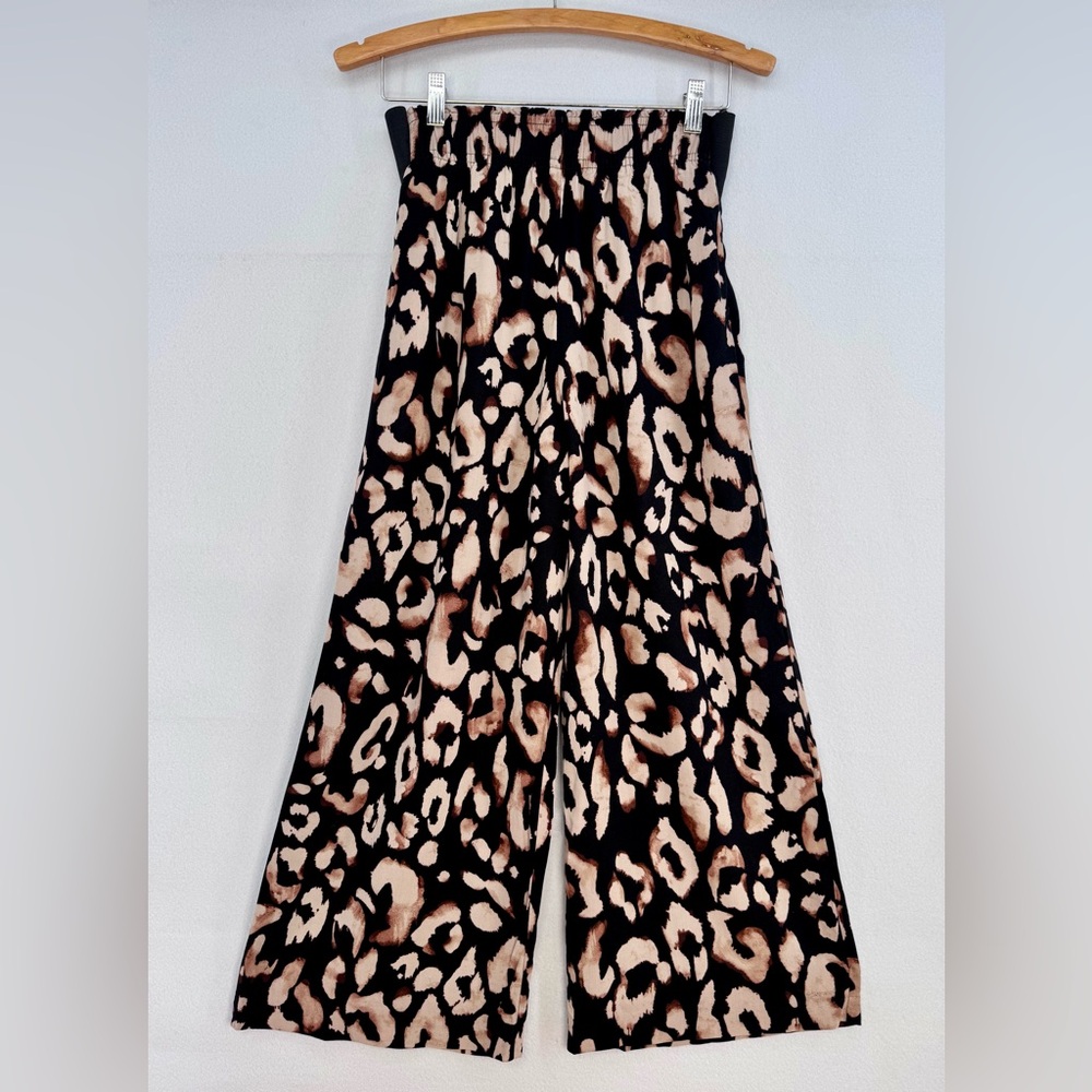 Women’s Maternity H&M Crop Pull On Animal Print Wide Leg Pants Sz XS